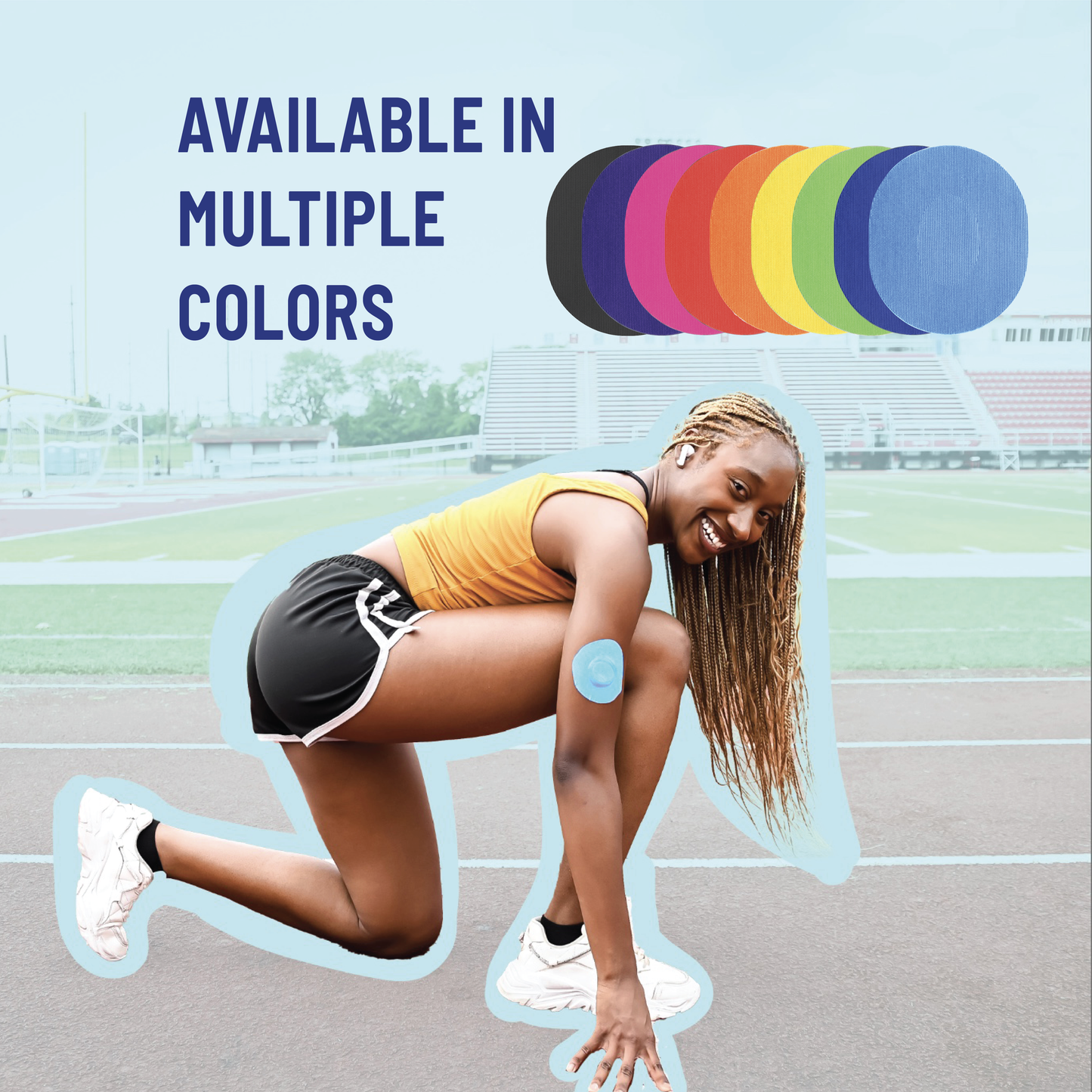 RightCare CGM Adhesive Synthetic Patch, Universal, Covered Oval, Tan, Bag of 25