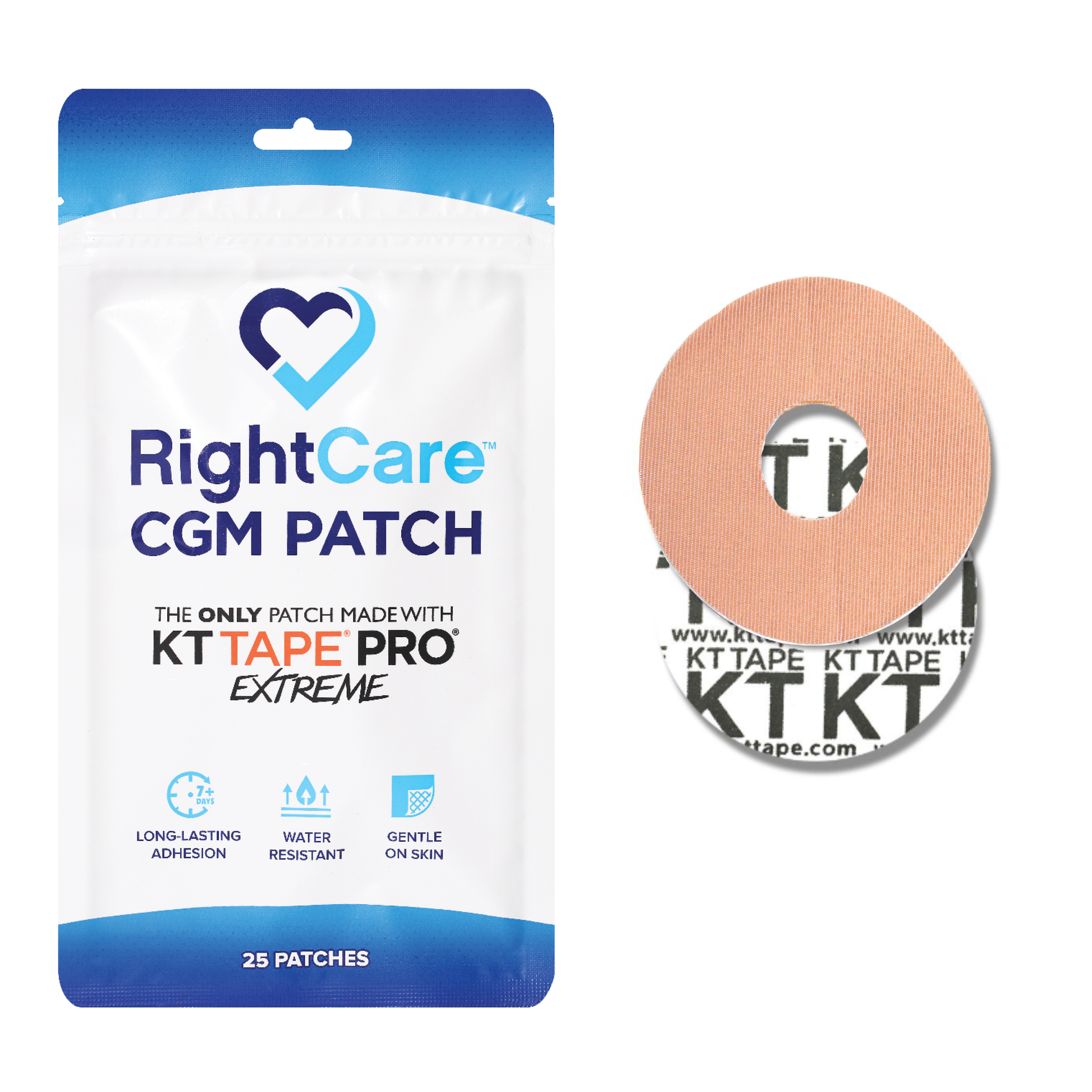 RightCare CGM Adhesive Patch made with KT Tape, Dexcom G7, Bag of 25 50832862