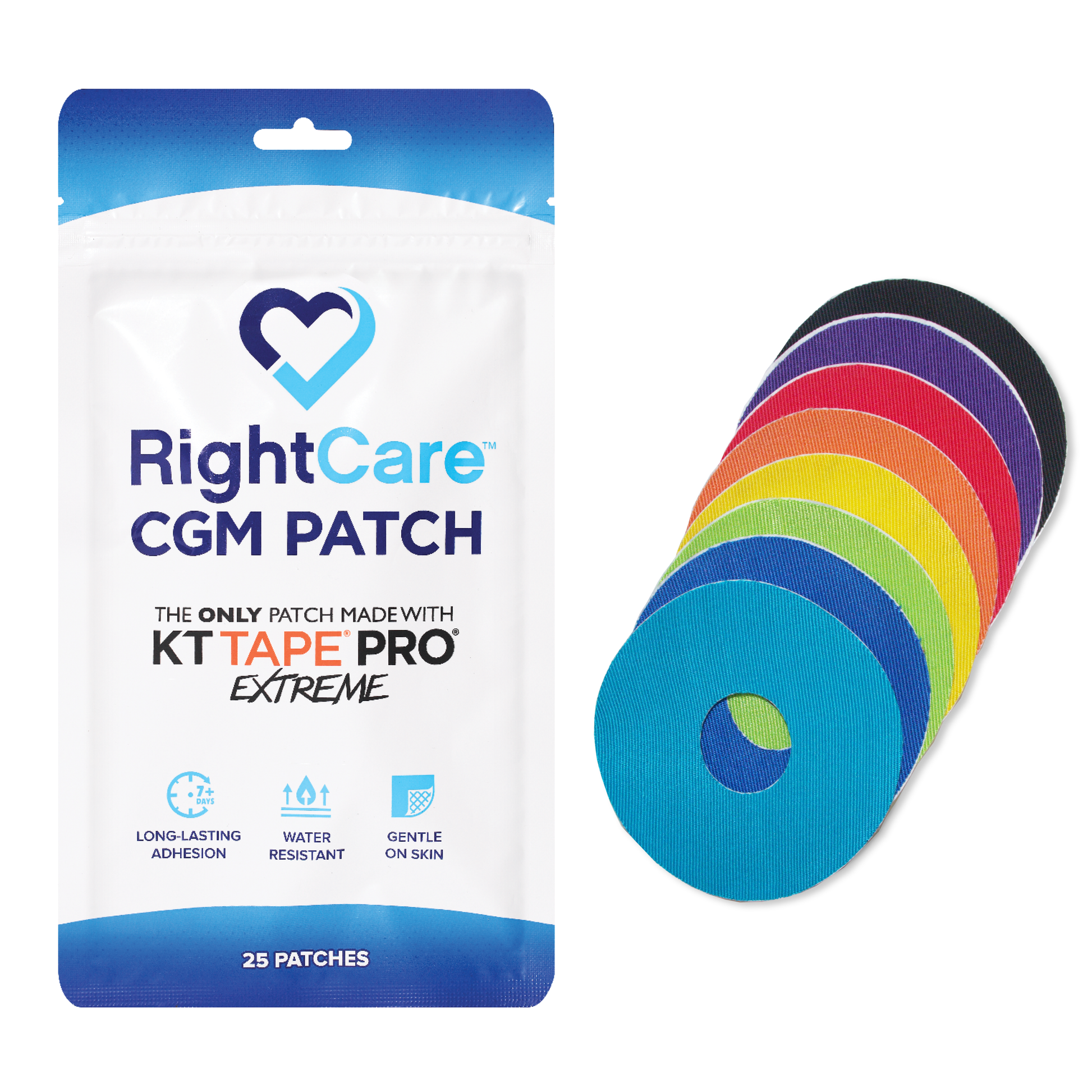 RightCare CGM Adhesive Patch made with KT Tape, Dexcom G7, Bag of 25 30965101