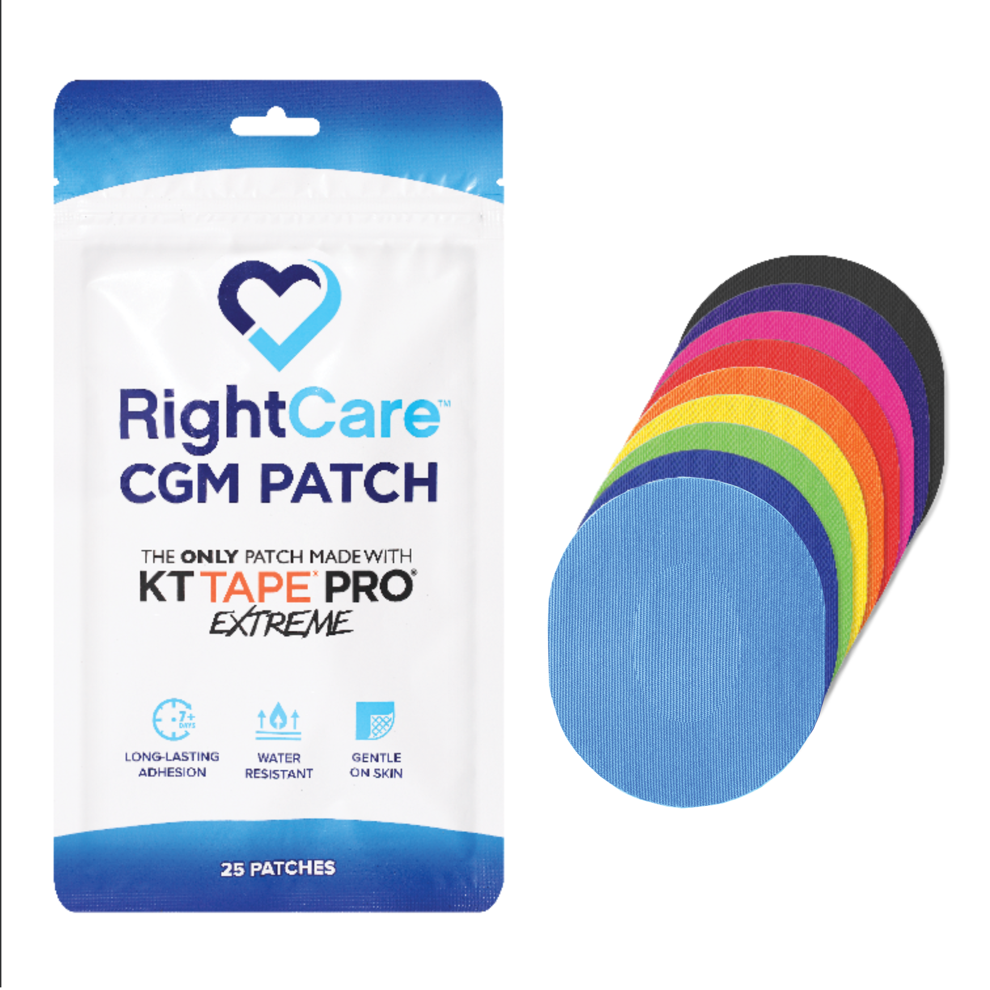 RightCare CGM Adhesive Patch made with KT Tape, Universal, Bag of 25 –  RightCare Patch
