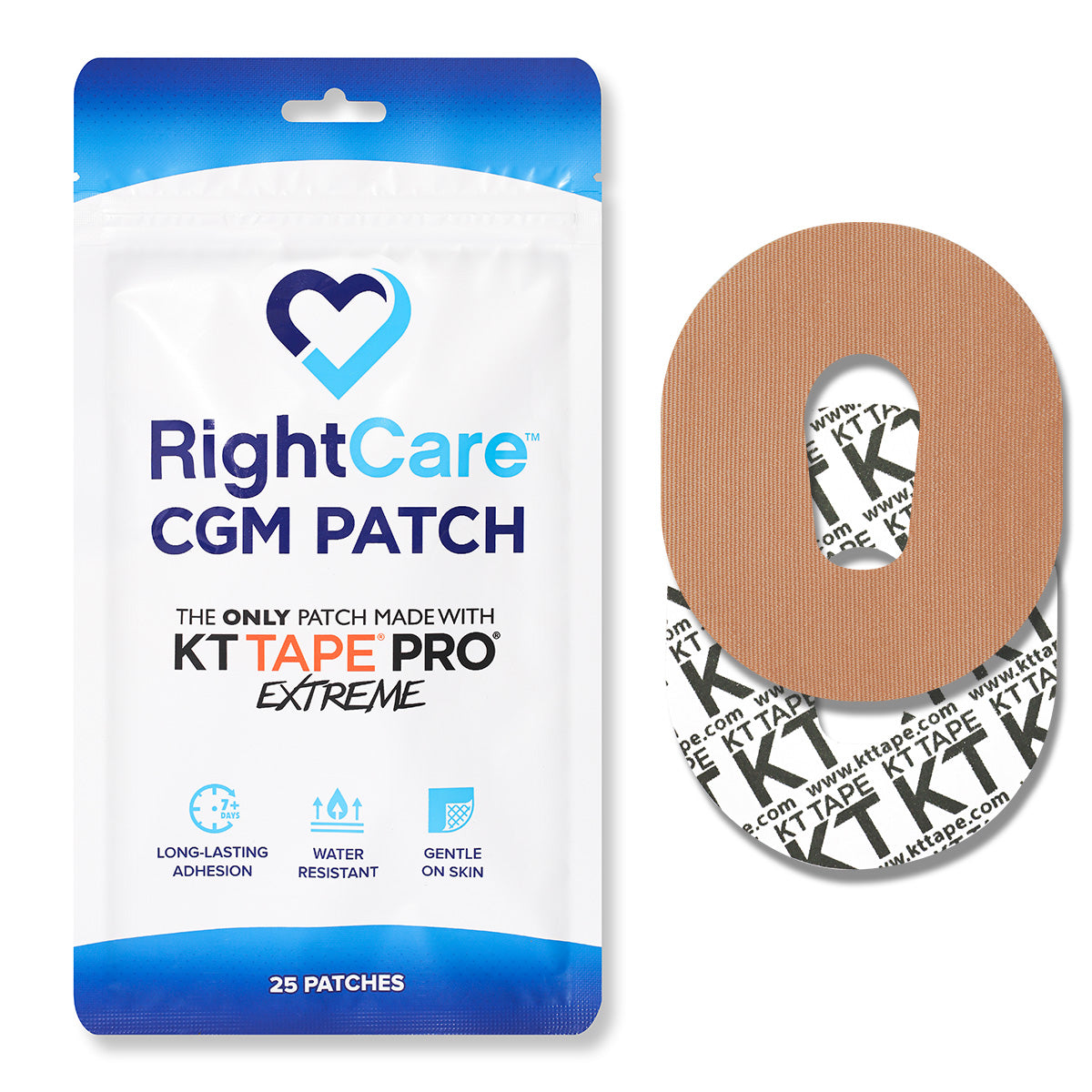 RightCare CGM Adhesive Patch made with KT Tape, Dexcom G6, Bag of 25 61538628