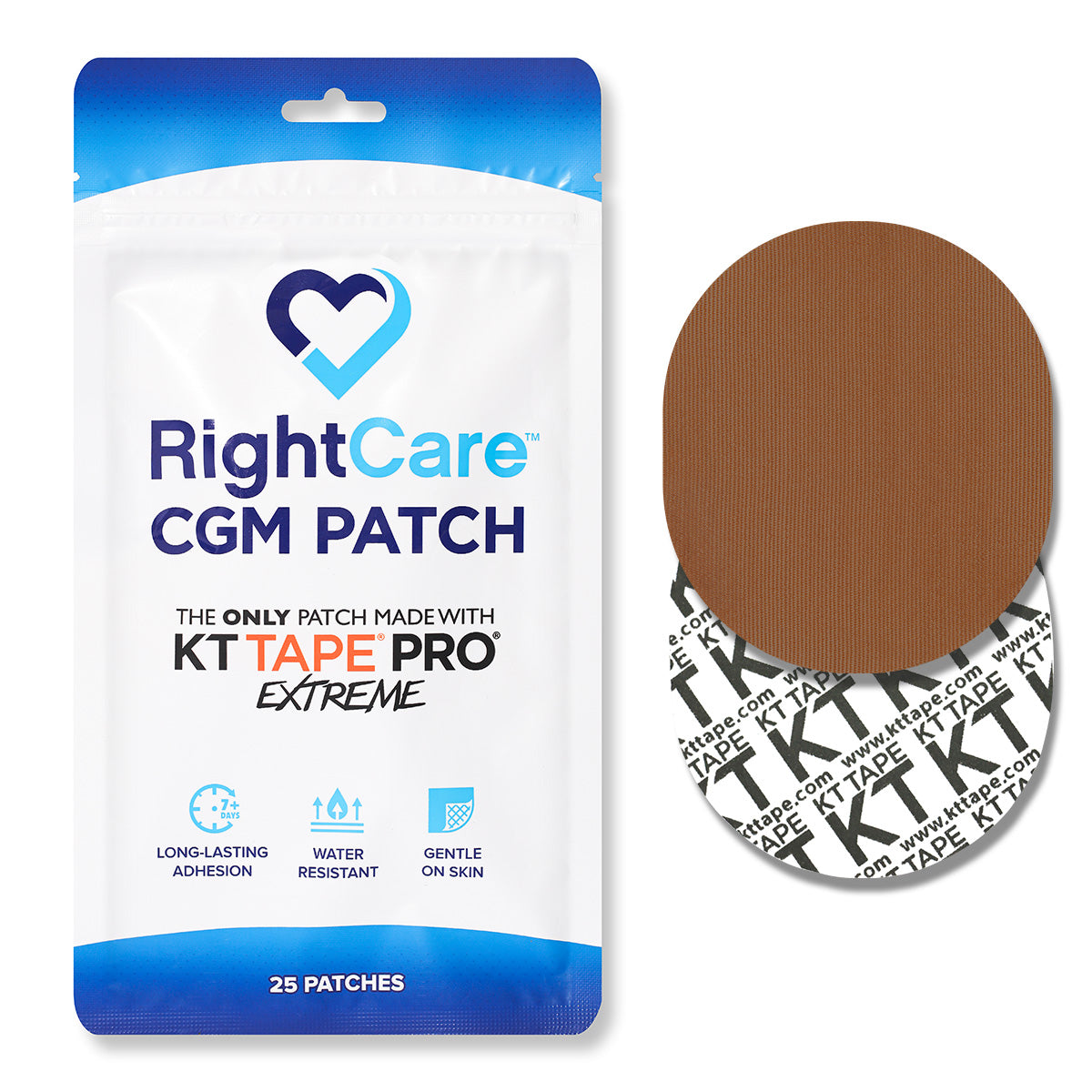 RightCare CGM Adhesive Patch made with KT Tape, Universal, Bag of 25 75173382