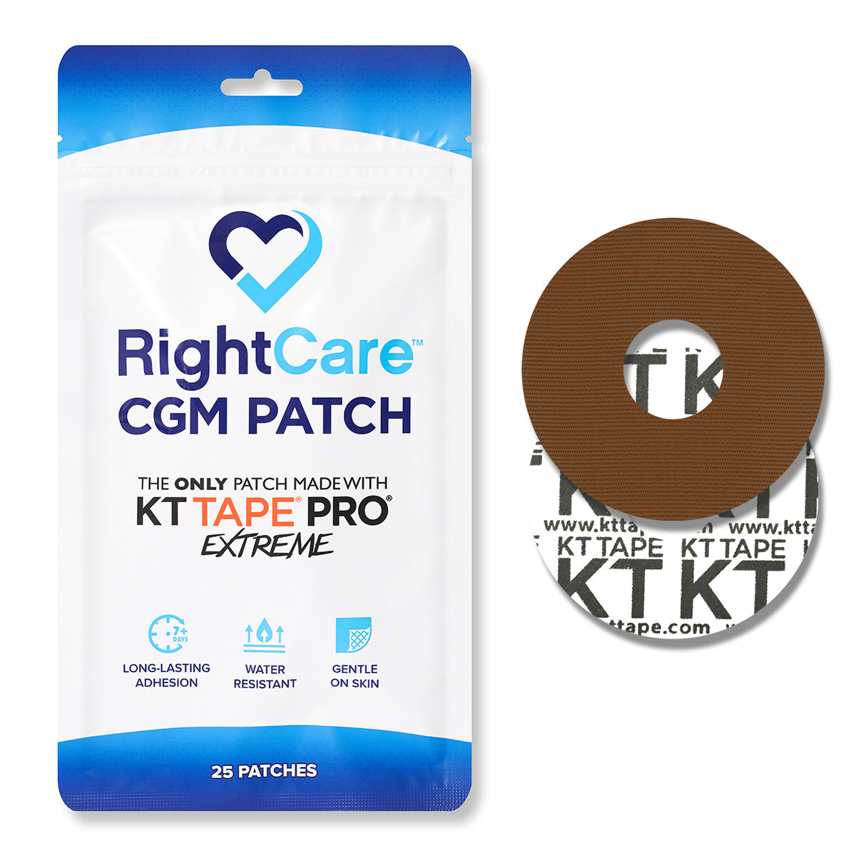 RightCare CGM Adhesive Patch made with KT Tape, Libre, Bag of 25 17191517