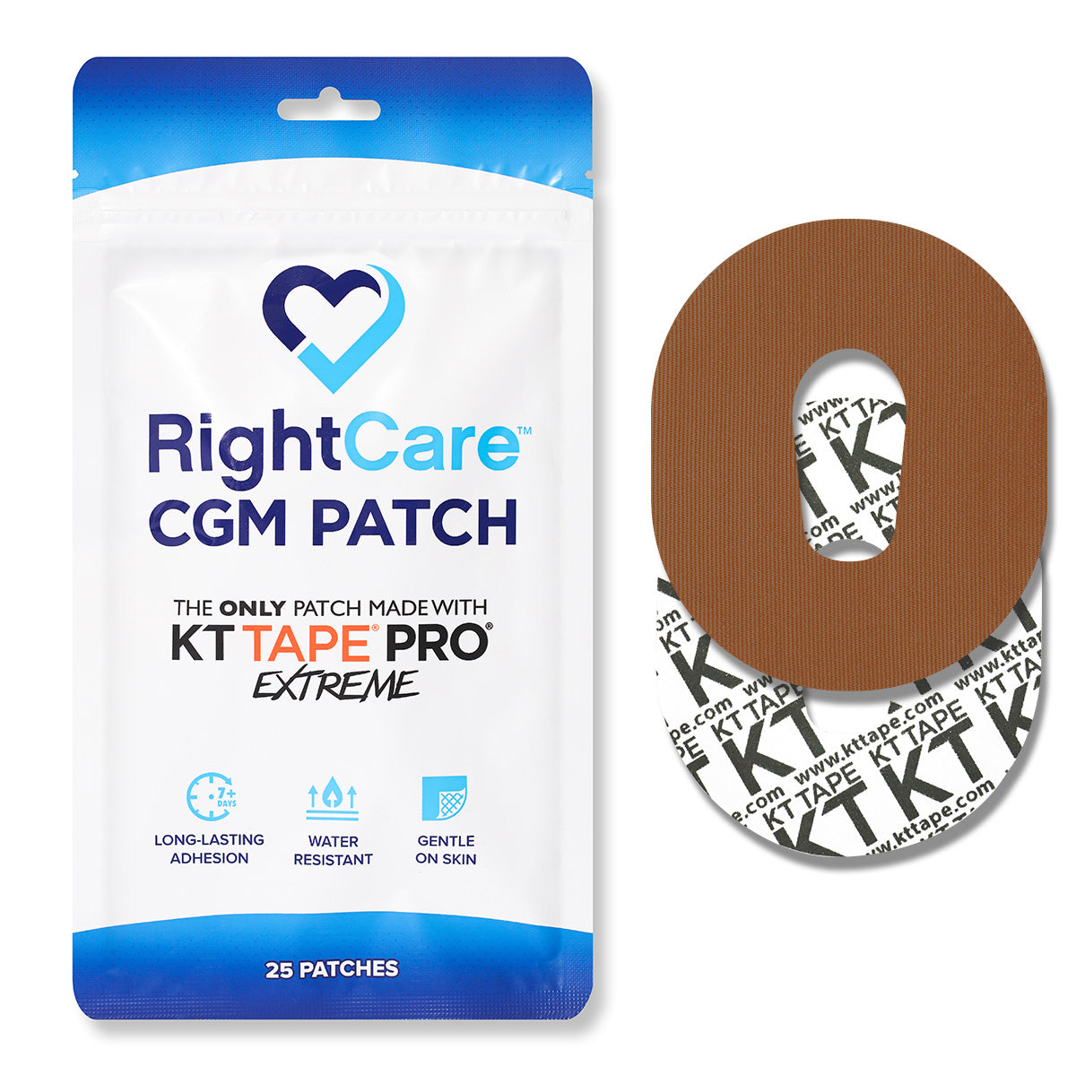 RightCare CGM Adhesive Patch made with KT Tape, Dexcom G6 , Bag of 25 87381036