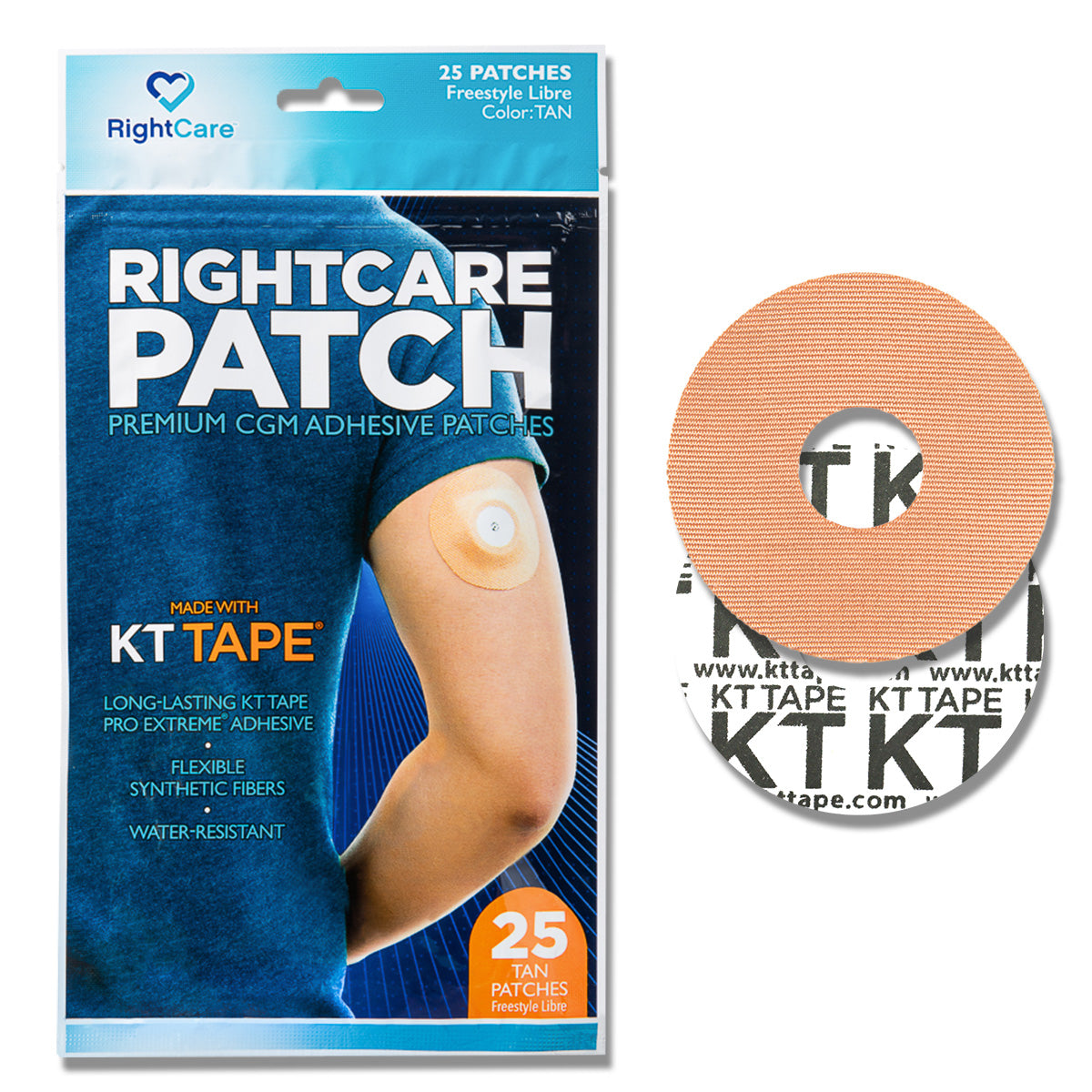 RightCare CGM Adhesive Patch made with KT Tape, Libre, Bag of 25 36735707