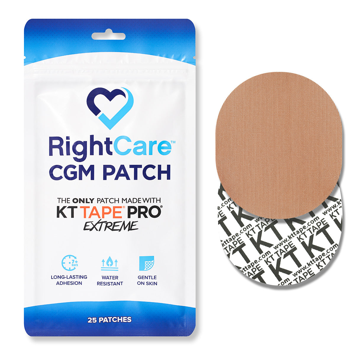 RightCare CGM Adhesive Patch made with KT Tape, Universal, Bag of 25 11699145