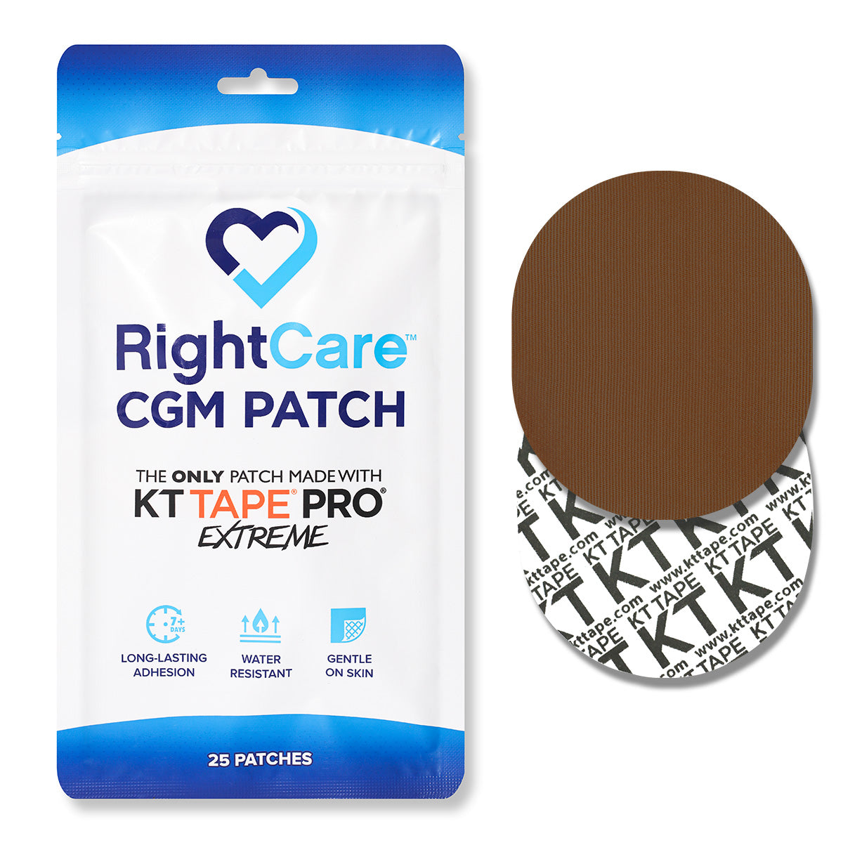 RightCare CGM Adhesive Patch made with KT Tape, Universal, Bag of 25 96026510