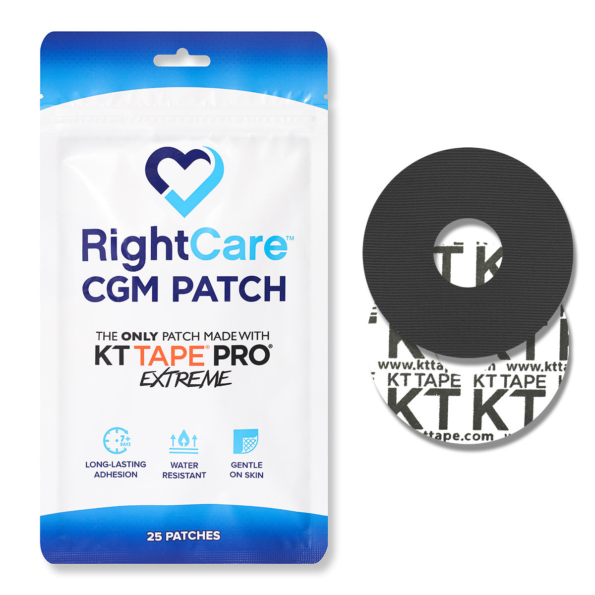 RightCare CGM Adhesive Patch made with KT Tape, Libre, Bag of 25 30354793