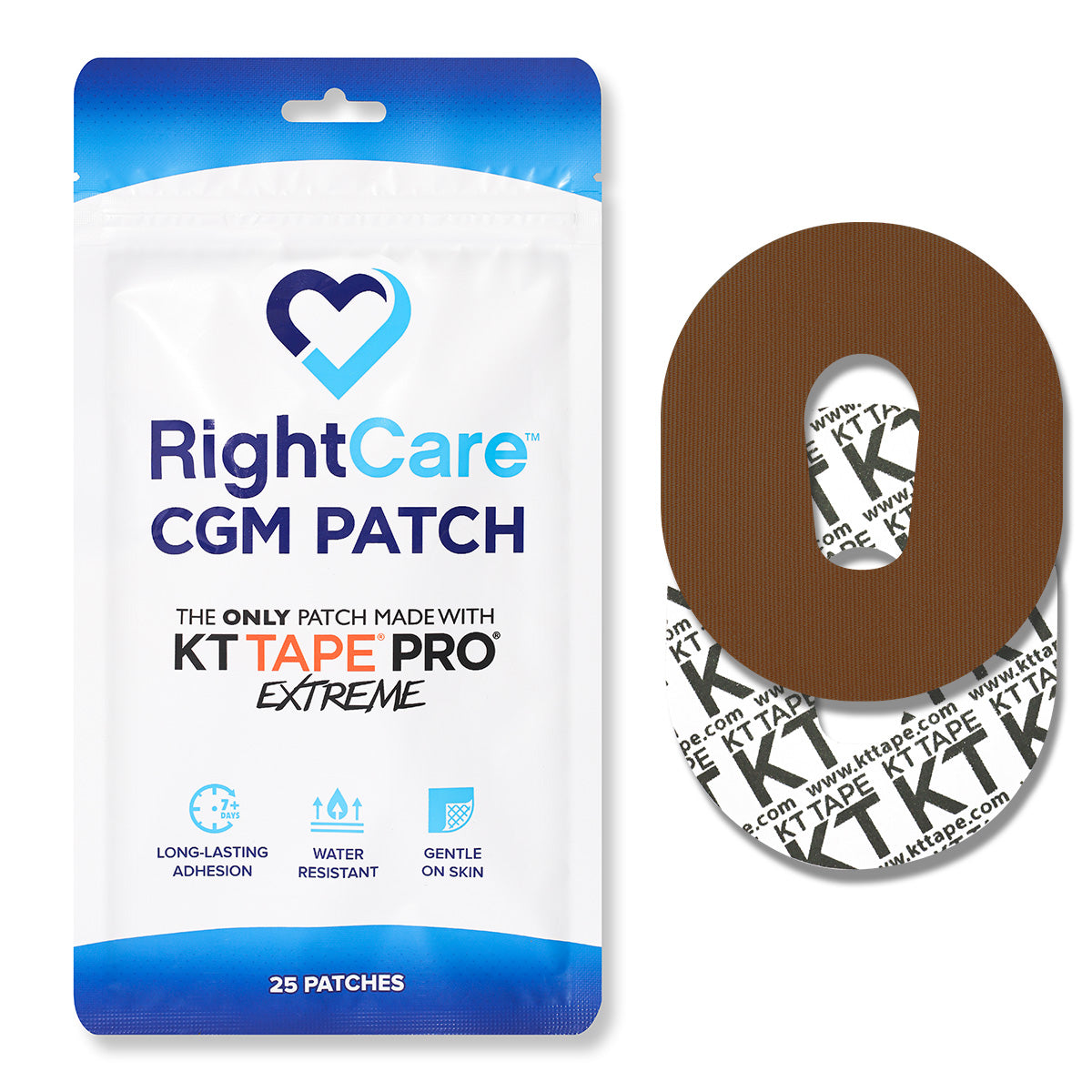 RightCare CGM Adhesive Patch made with KT Tape, Dexcom, Bag of 25 30261813